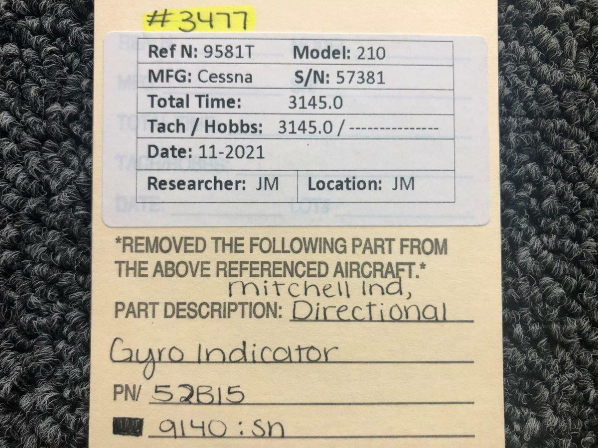 Mitchell 52B15 Cessna 210 Mitchell Directional Gyro Indicator
