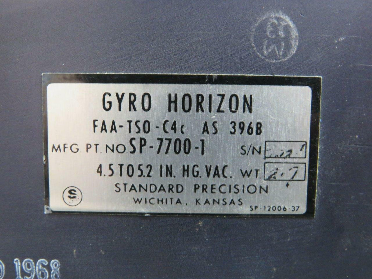 Standard Precision SP-7700-1 M/N AS396B Standard Precision Horizon Gyro Indicator