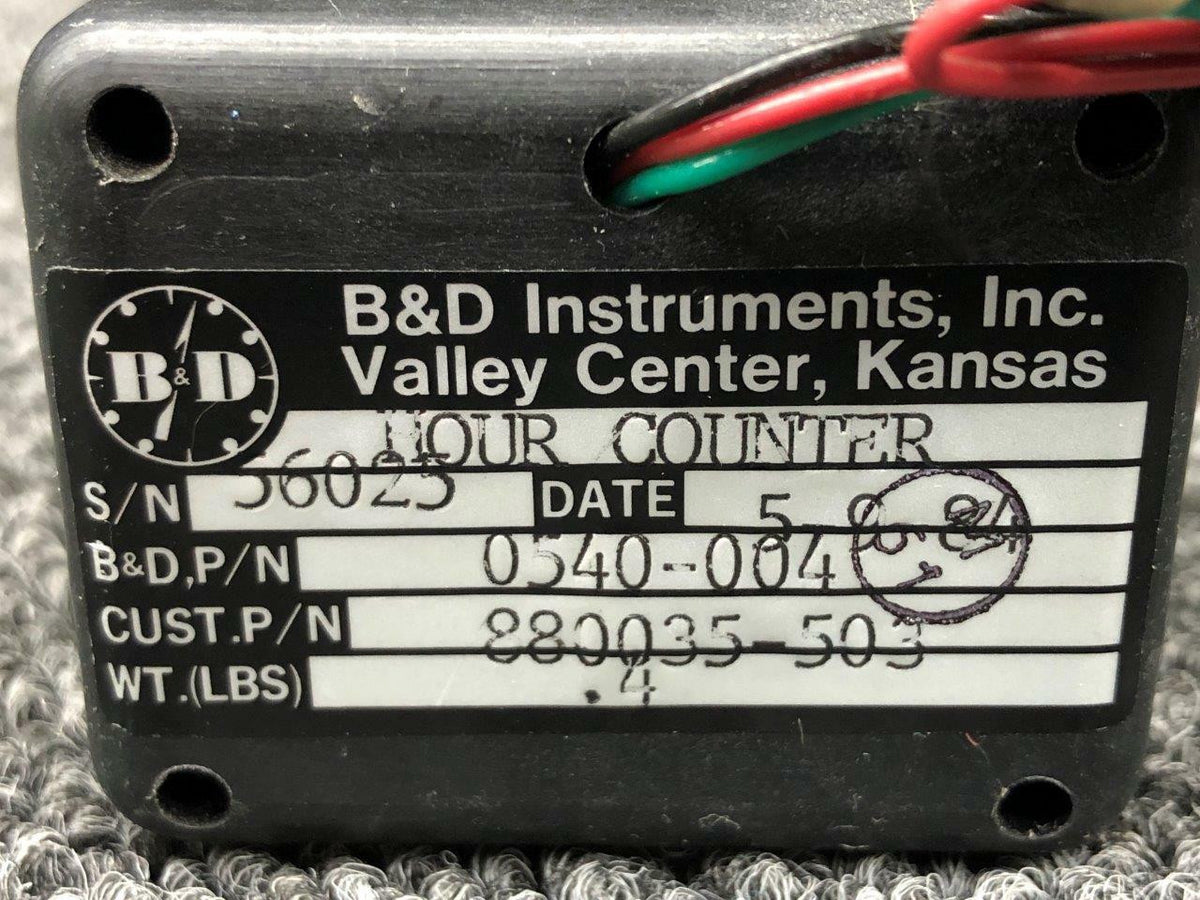 BD Instruments 0540-004 ALT 880035-503 BandD Inst Hour Counter Gauge 14V, 464.20 Hrs