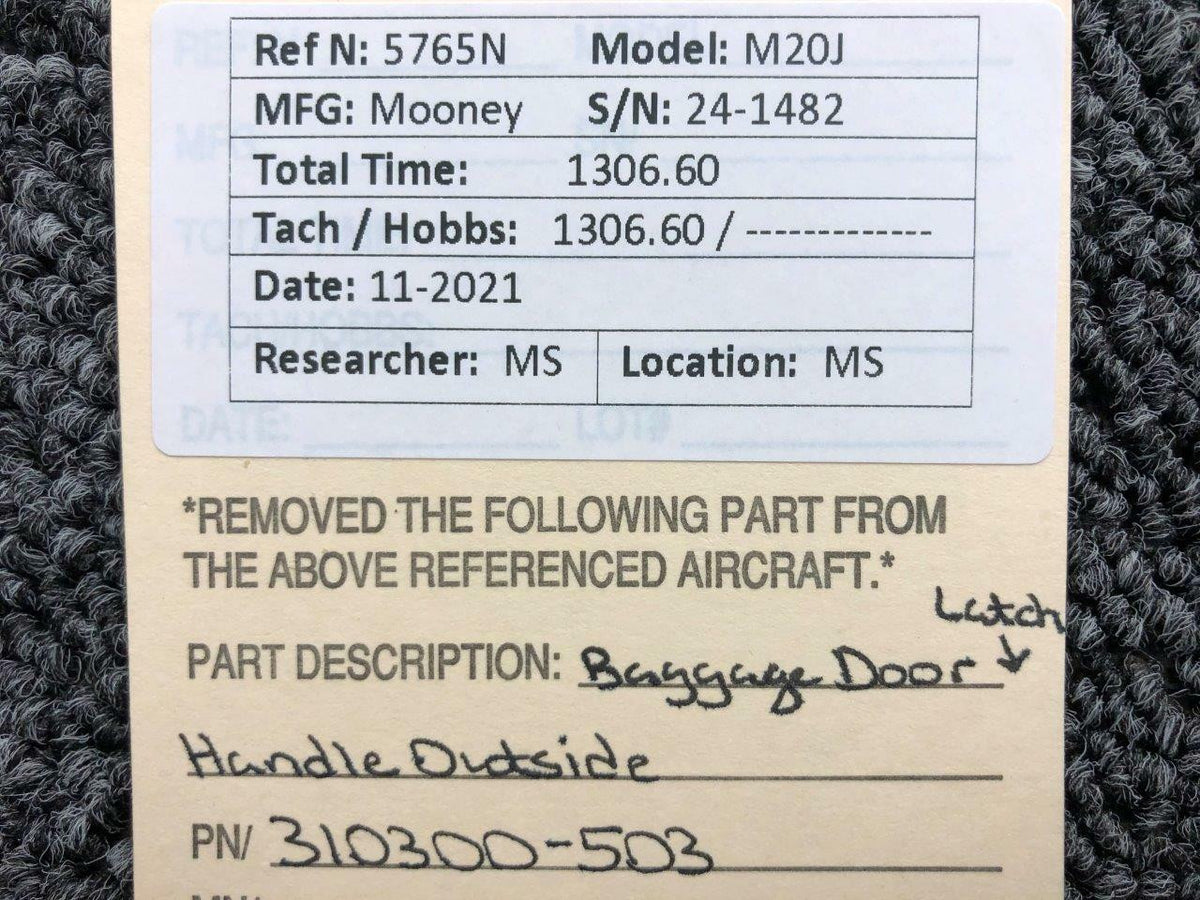 Mooney 310300-503 Mooney M20J Baggage Door Latch Handle Outside