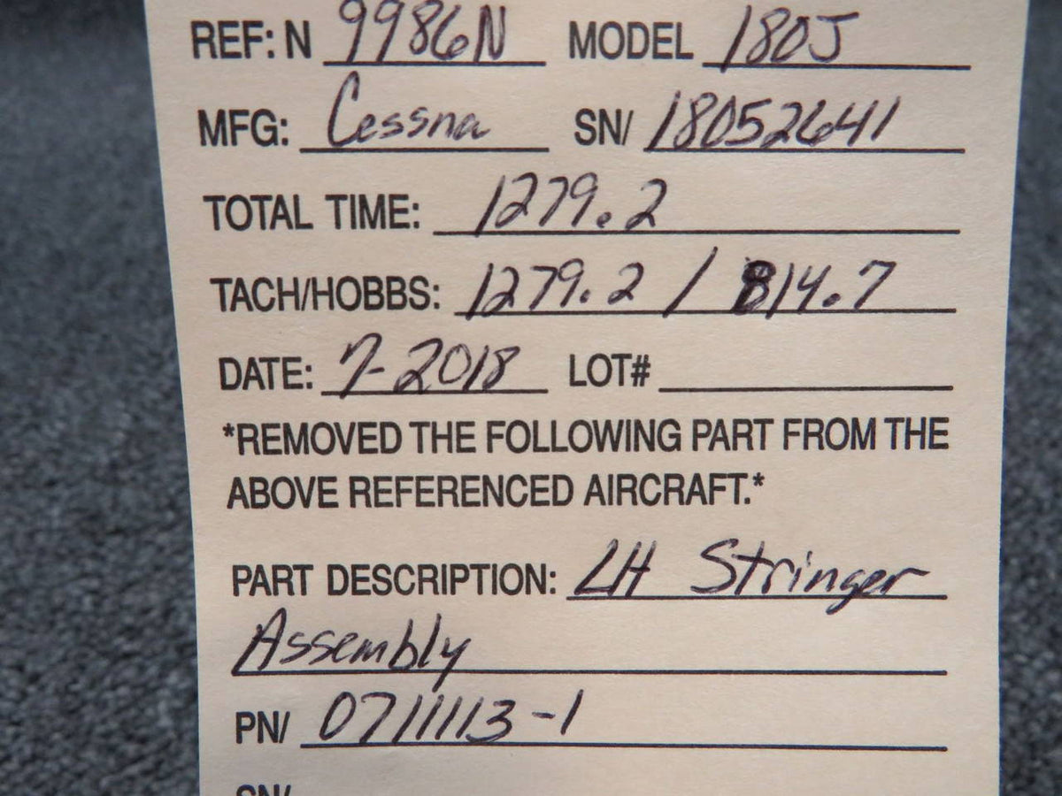 0711113-1 Cessna 180J Stringer Assembly LH BAS Part Sales | Airplane Parts