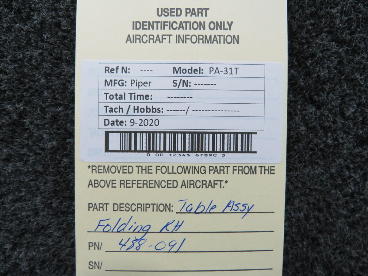 Piper 488-091 Piper PA-31T Table Assembly Folding RH