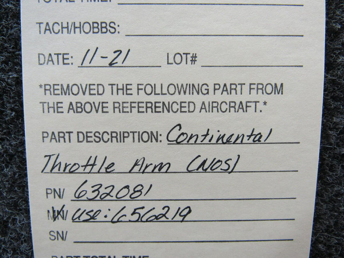 632081 (USE: 656219) Continental Throttle Arm Assembly (NEW OLD STOCK) (SA) BAS Part Sales | Airplane Parts