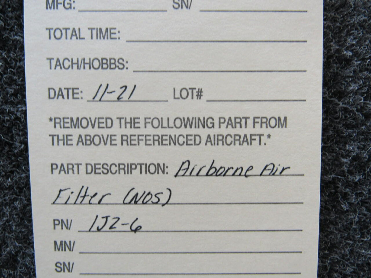 Airborne 1J2-6 Airborne Air Filter NEW OLD STOCK SA