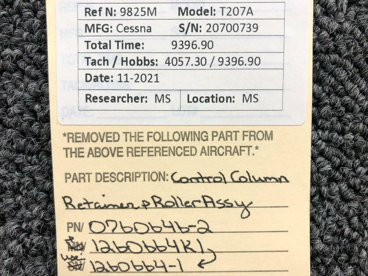 Cessna 0760646-2 / 1260664K1 Cessna T207A Control Column Retainer and Roller Assy
