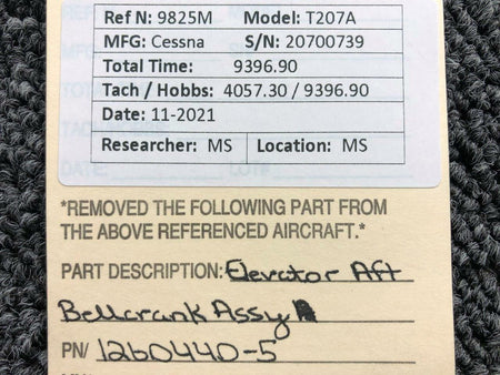 Cessna 1260440-5 Cessna T207A Elevator Bellcrank Assembly Aft