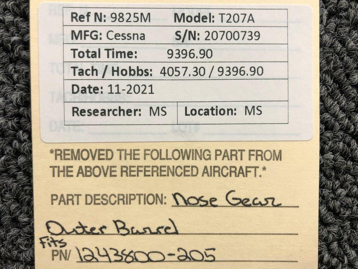 Cessna 1243800-205 Cessna T207A Nose Gear Outer Barrel Assembly