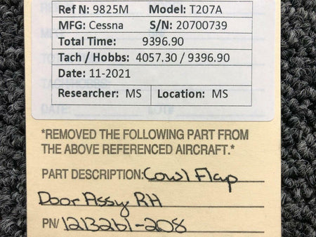 Cessna 1213261-208 Cessna T207A Cowl Flap Door Assembly RH