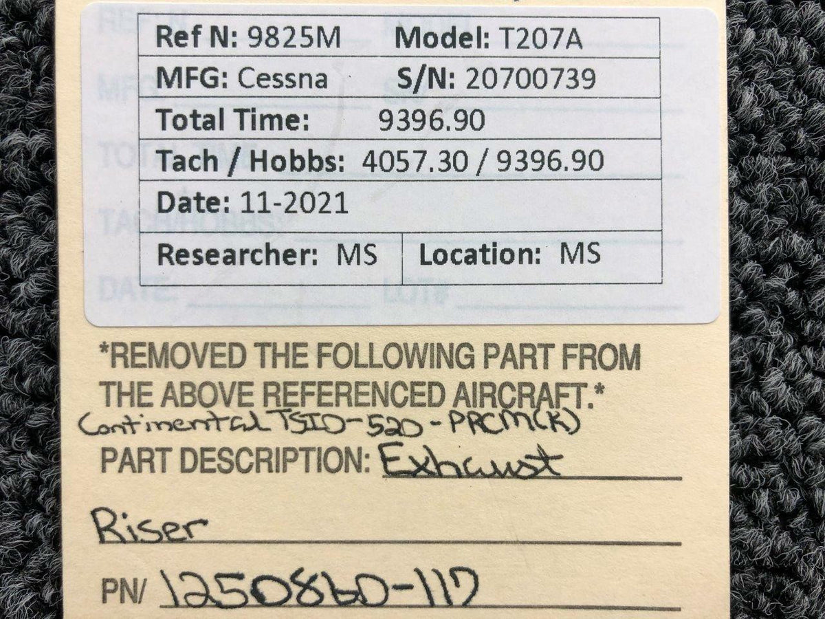 Continental 1250860-117 Cessna T207A Continental TSIO-520-PRCM Exhaust Riser