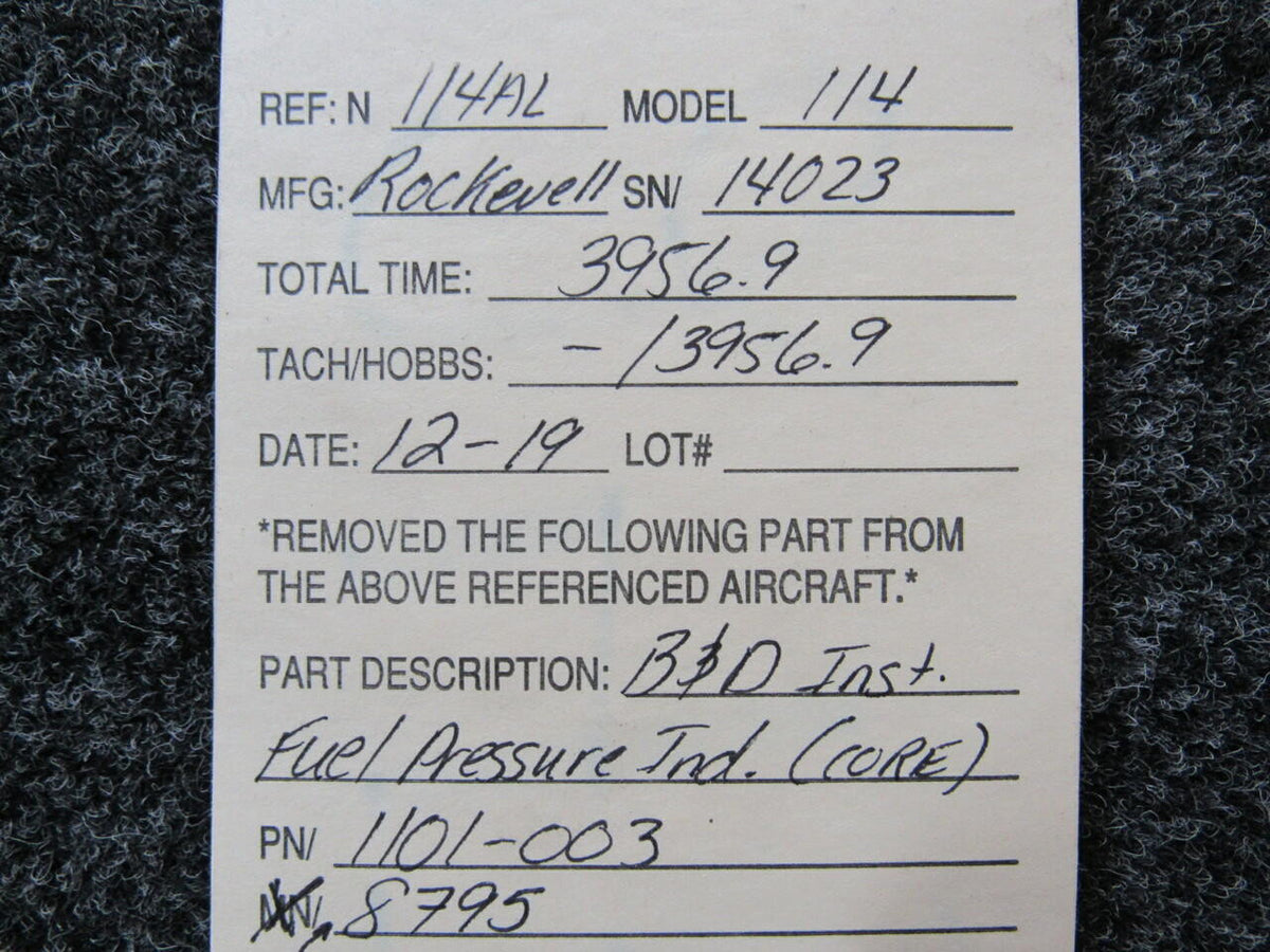 B and D Instruments 1101-003 BandD Instruments Fuel Pressure Indicator CORE