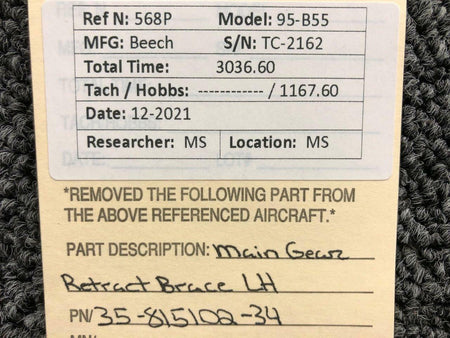 Beechcraft 35-815102-34 Beech 95-B55 Main Landing Gear Brace LH