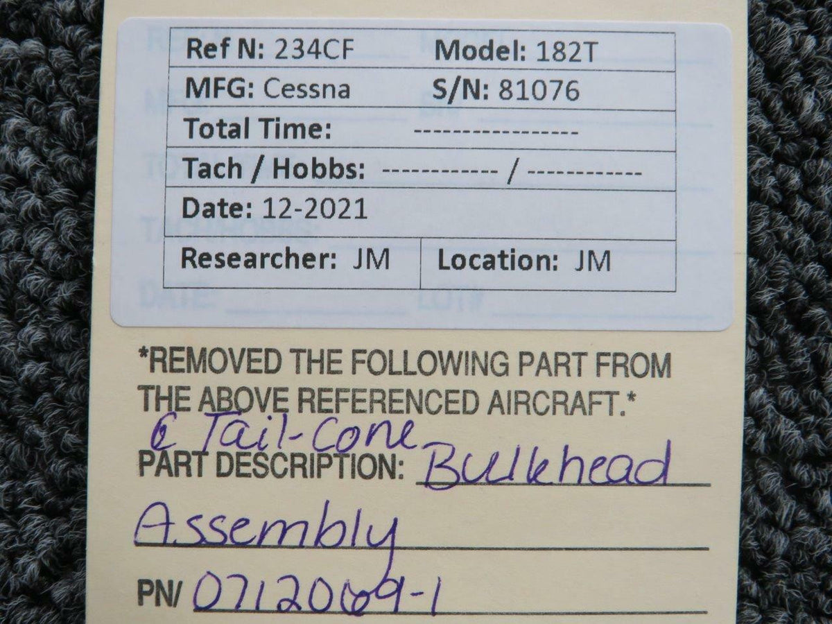 Cessna 0712069-1 Cessna 182T Tailcone Bulkhead Assembly