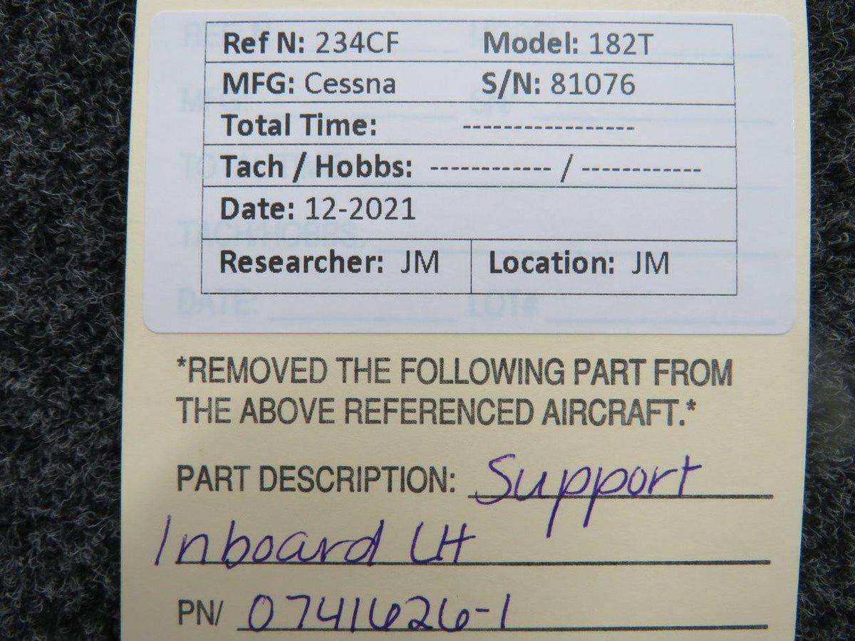 0741626-1 Cessna 182T Support Inboard Assembly LH BAS Part Sales | Airplane Parts