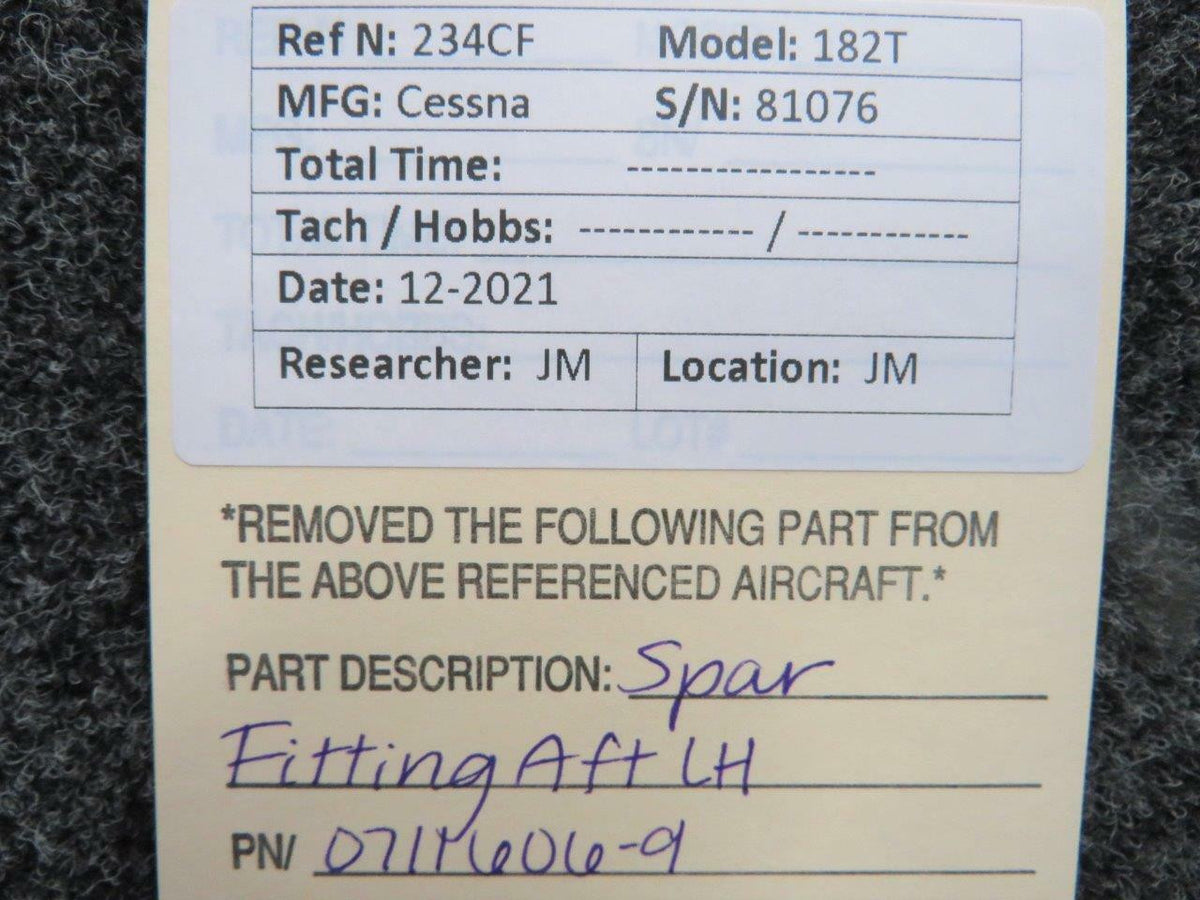 Cessna 0711606-9 Cessna 182T Spar Fitting Aft Assembly LH