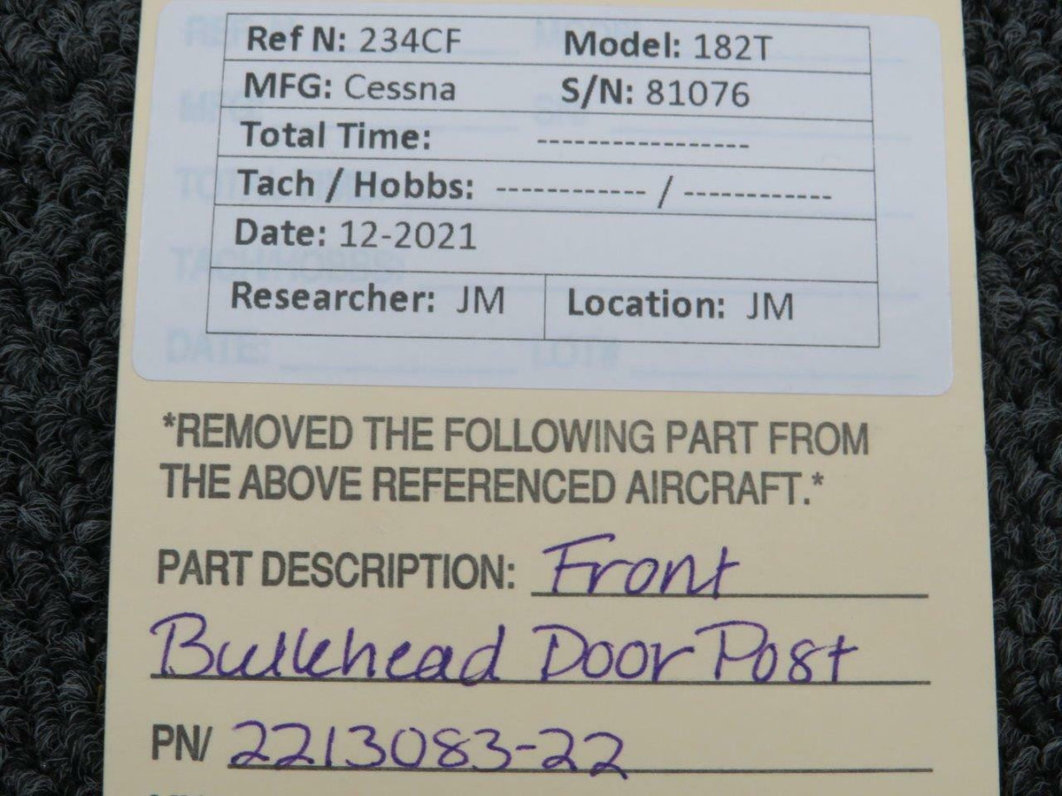 Cessna 2213083-22 Cessna 182T Front Bulkhead Door Post Assembly