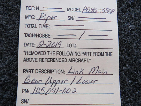 Piper 105041-002 Piper PA46-350P Link Main Gear Upper / Lower Assembly