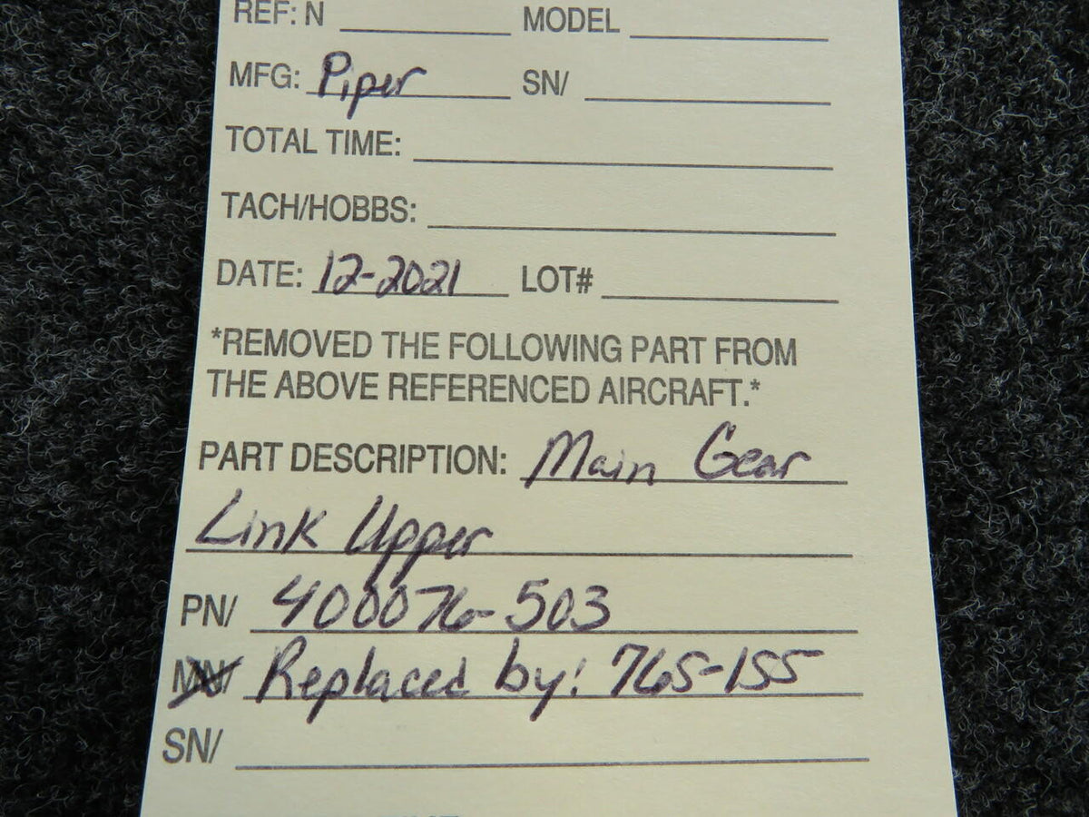Piper 400076-503 Replaced By 765-155 Piper Main Gear Link Upper