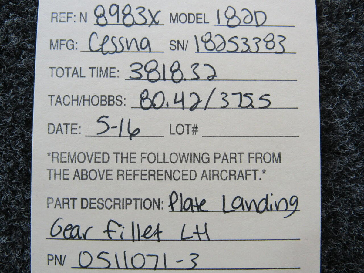 Cessna 0511071-3 Cessna 182D Plate Landing Gear Fillet LH