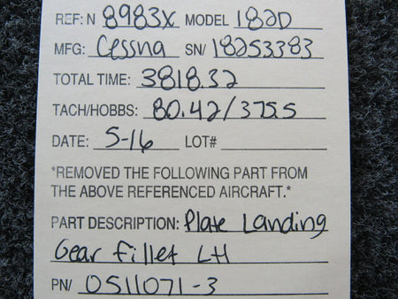 Cessna 0511071-3 Cessna 182D Plate Landing Gear Fillet LH