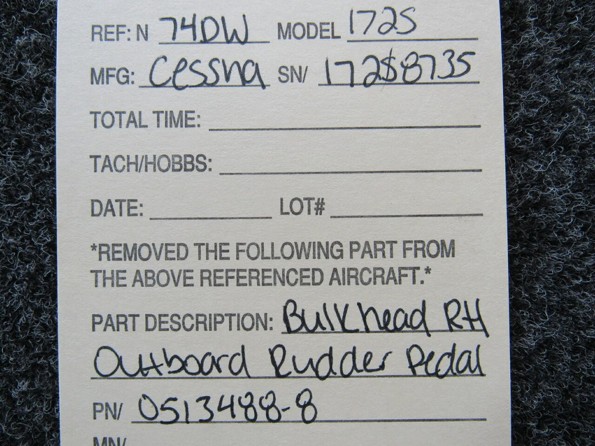 Cessna 0513488-8 Cessna 172S Rudder Pedal Bulkhead Outboard RH