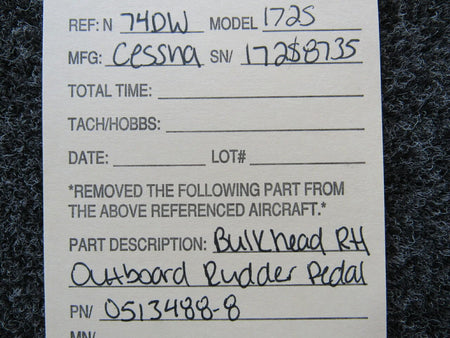 Cessna 0513488-8 Cessna 172S Rudder Pedal Bulkhead Outboard RH