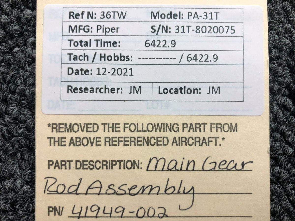 Piper 41949-002 Piper PA-31T Main Gear Rod Assembly