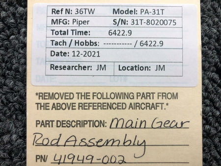 Piper 41949-002 Piper PA-31T Main Gear Rod Assembly
