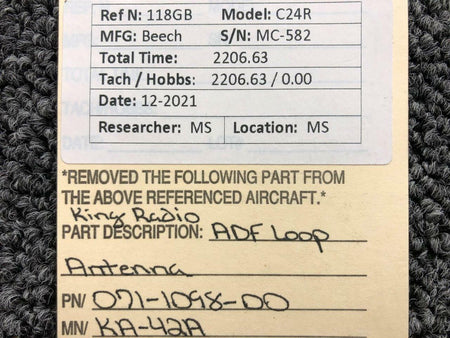 King Radio 071-1098-00 Beechcraft C24R King Radio KA-42A ADF Loop Antenna