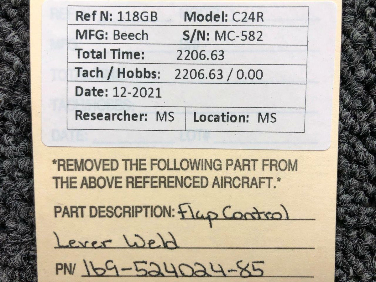 Beechcraft 169-524024-85 Beechcraft C24R Flap Control Lever Weld Assembly