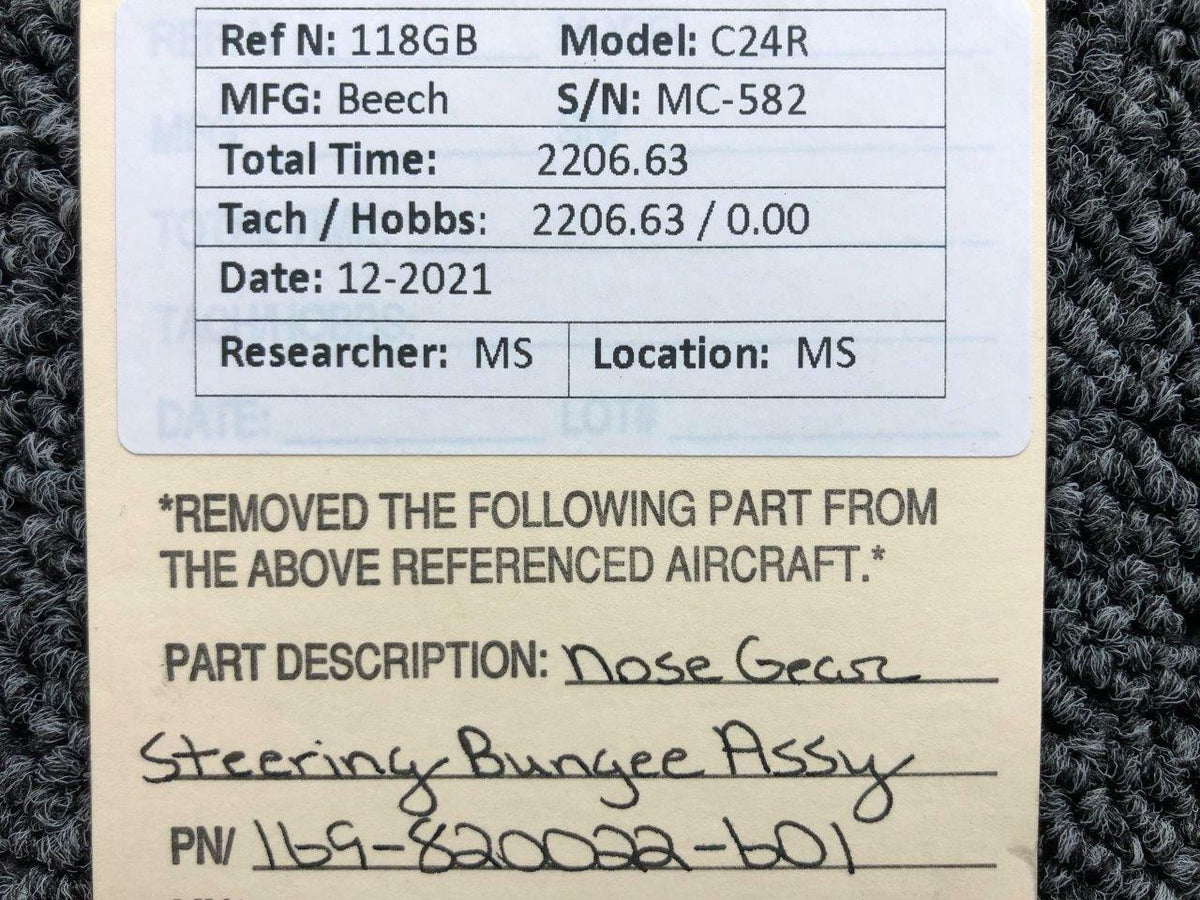 169-820022-601 Beechcraft C24R Nose Gear Steering Bungee Assembly BAS Part Sales | Airplane Parts