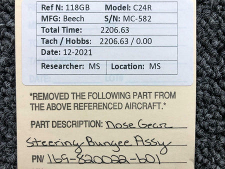 169-820022-601 Beechcraft C24R Nose Gear Steering Bungee Assembly BAS Part Sales | Airplane Parts