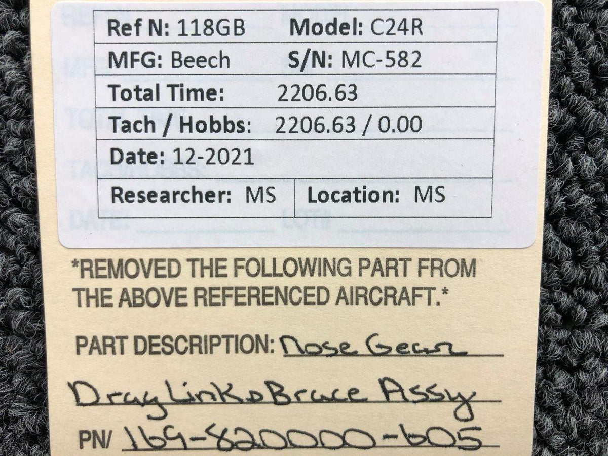Beechcraft 169-820000-605 Beechcraft C24R Nose Gear Drag Link and Brace Assembly