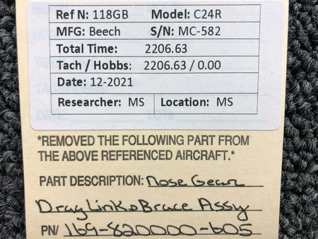 Beechcraft 169-820000-605 Beechcraft C24R Nose Gear Drag Link and Brace Assembly