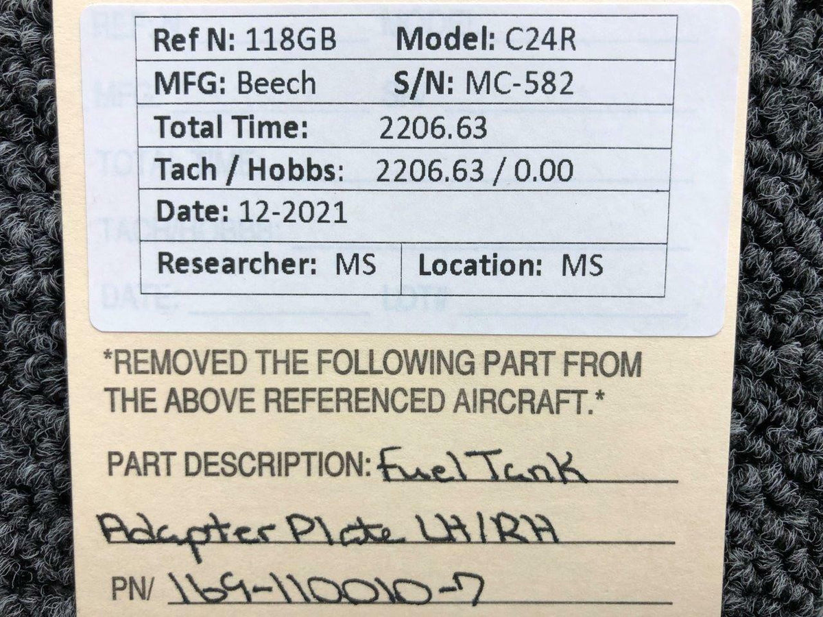 Beechcraft 169-110010-7 Beechcraft C24R Fuel Tank Adapter Plate LH / RH