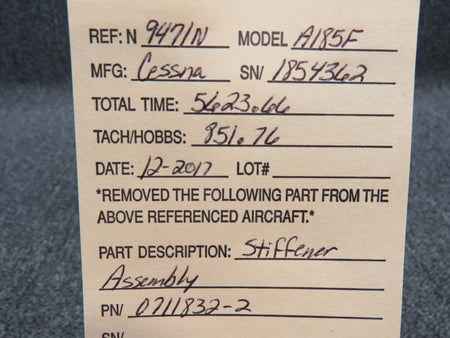 0711832-2 Cessna A185F Stiffener Assembly BAS Part Sales | Airplane Parts