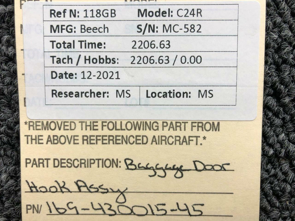 Beechcraft 169-430015-45 Beechcraft C24R Baggage Door Hook Assembly