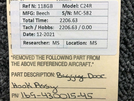 Beechcraft 169-430015-45 Beechcraft C24R Baggage Door Hook Assembly