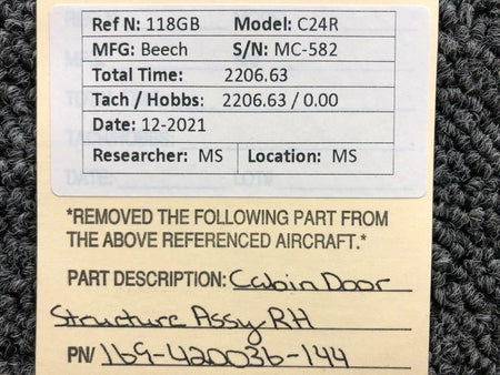 Beechcraft 169-420036-144 Beechcraft C24R Cabin Door Structure Assembly RH
