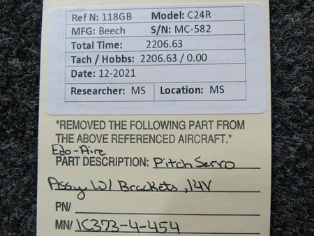 Edo-Aire 1C373-4-454 Beechcraft C24R Edo-Aire Pitch Servo Assembly W/ Brackets Volts 14