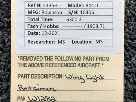 W1282 Robinson R44II Wing Light Retainer BAS Part Sales | Airplane Parts
