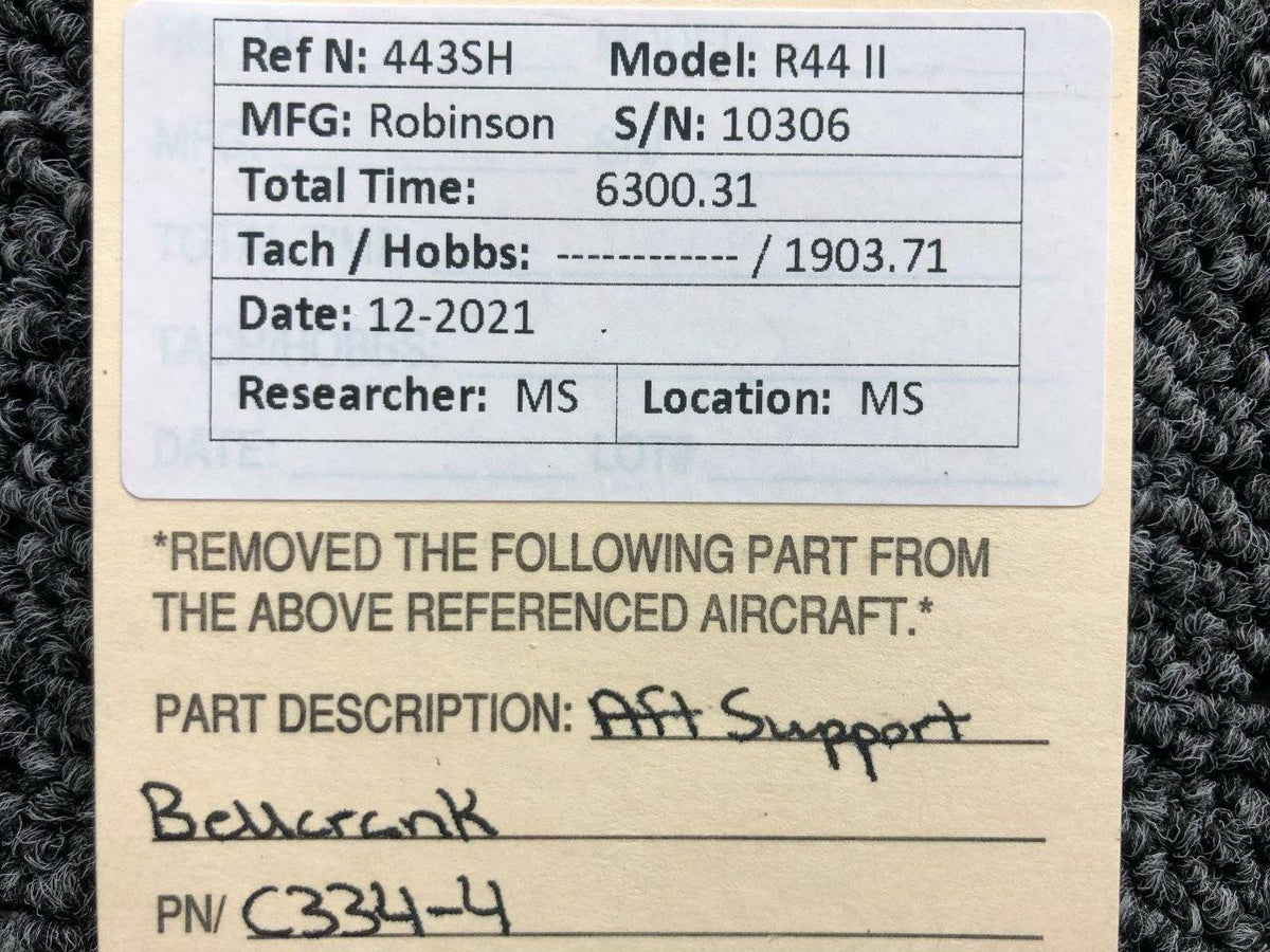 C334-4 (ALT: C326-8) Robinson R44II Aft Support Bellcrank BAS Part Sales | Airplane Parts