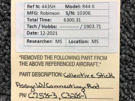 Robinson C758-3 and C328-1 Robinson R44II Collective Stick Assembly w Connecting Rod