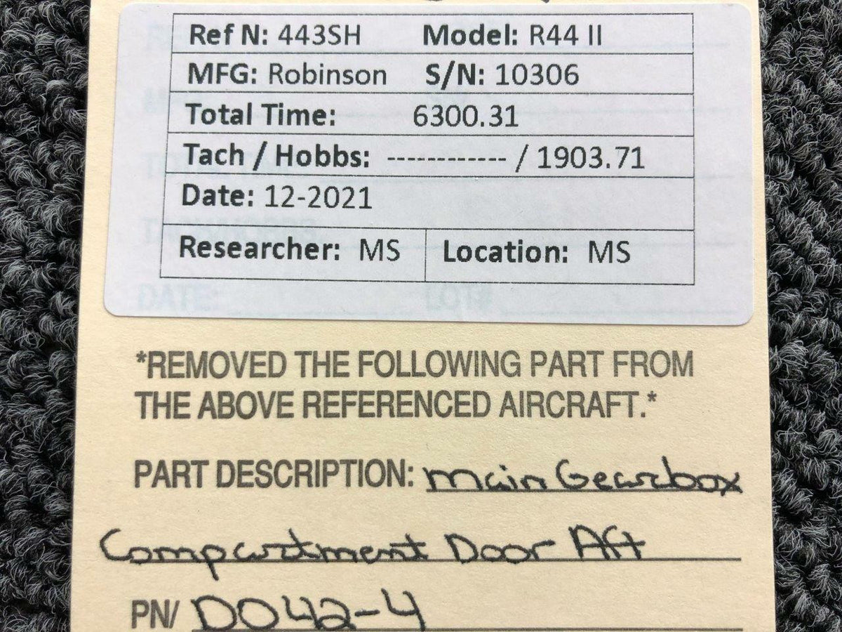 D042-4 Robinson R44II Main Gearbox Compartment Door Aft BAS Part Sales | Airplane Parts