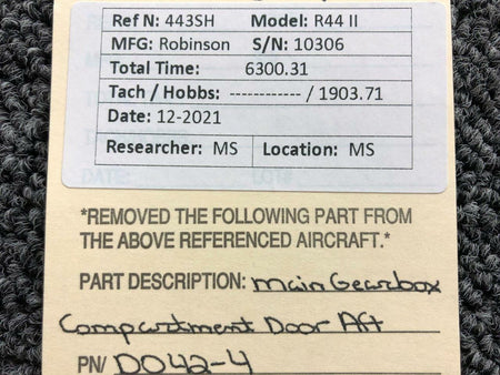 D042-4 Robinson R44II Main Gearbox Compartment Door Aft BAS Part Sales | Airplane Parts