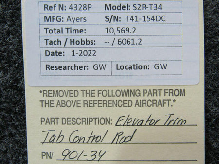 Ayres 901-34 Ayres S2R-T34 Elevator Trim Tab Control Rod Assembly