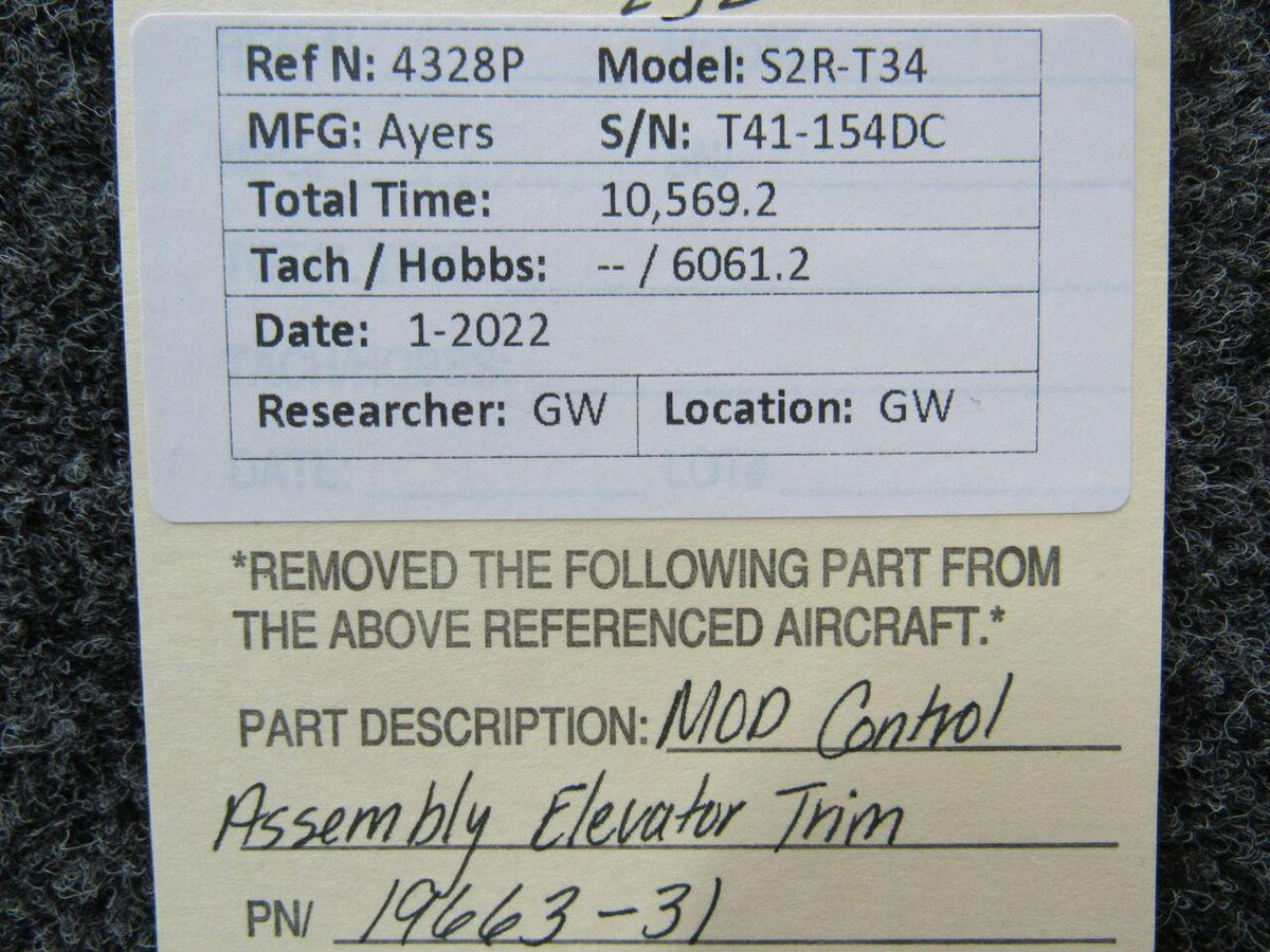 Ayres 19663-31 Ayres S2R-T34 MOD Control Assembly Elevator Trim