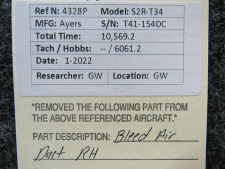 Ayres S2R-T34 Bleed Air Duct RH