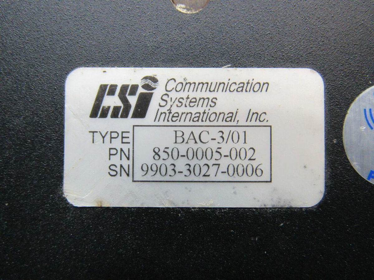 Communication Systems International 850-0005-002 USE BAC-3/01 CSI Beacon Receiver