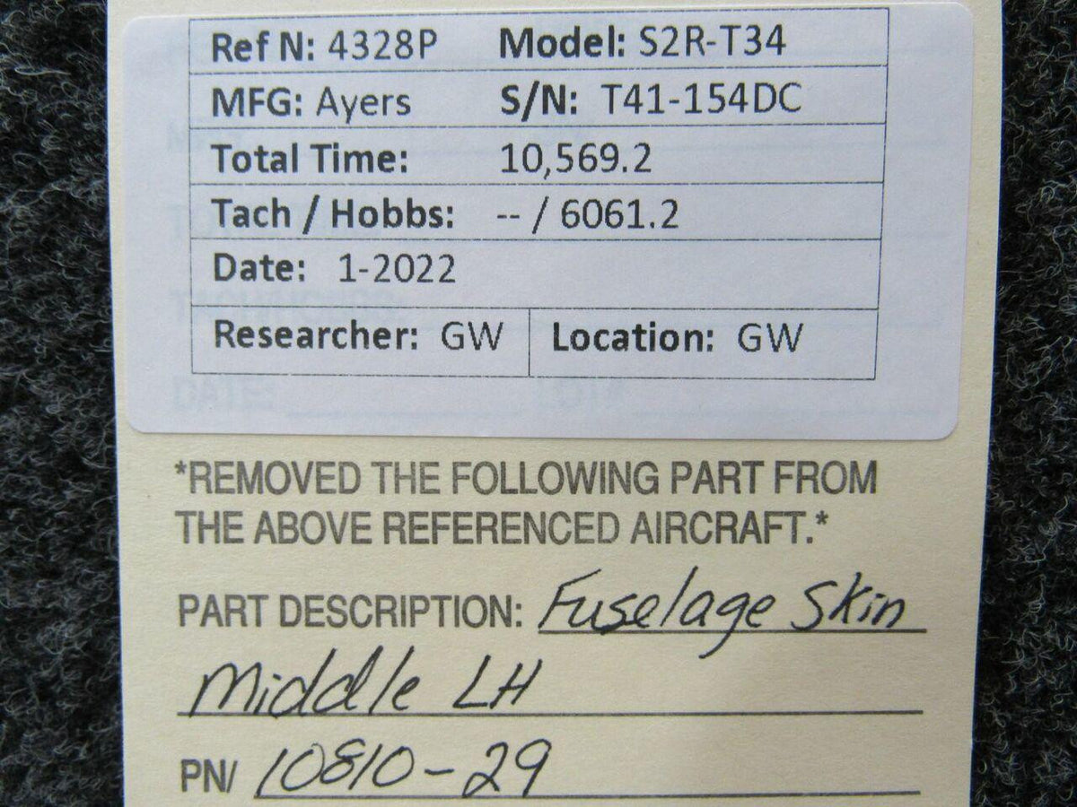 Ayres 10810-29 Ayres S2R-T34 Fuselage Skin Middle LH