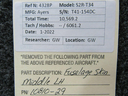 Ayres 10810-29 Ayres S2R-T34 Fuselage Skin Middle LH